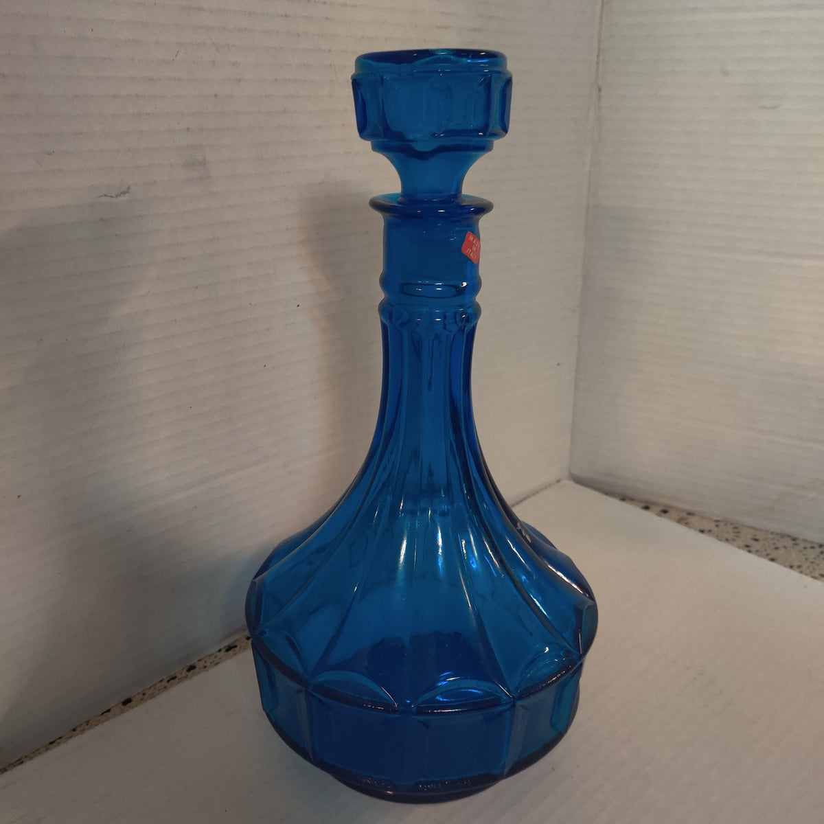 Vintage Empoli Cobalt Blue Glass Decanter with Stopper, Made in Italy Optic