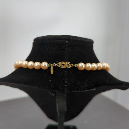 Vintage Napier Knotted Faux Pearl Necklace Gold-Tone Filigree Clasp
