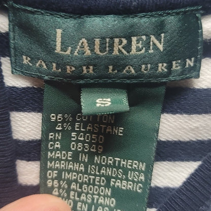 Lauren Ralph Lauren Striped Full Zip Hoodie Navy White Nautical Preppy Coastal