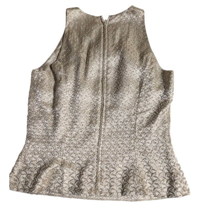 Vintage 90s Marie St. Claire beaded GOLD thread top sleeveless 6 back zip formal