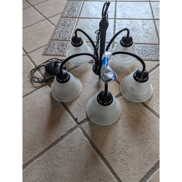 Secondhand Sandies: hanging chandelier light fixture brushed bronze 5 down lights