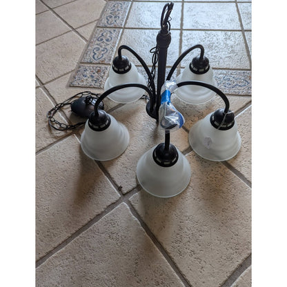 Secondhand Sandies: hanging chandelier light fixture brushed bronze 5 down lights