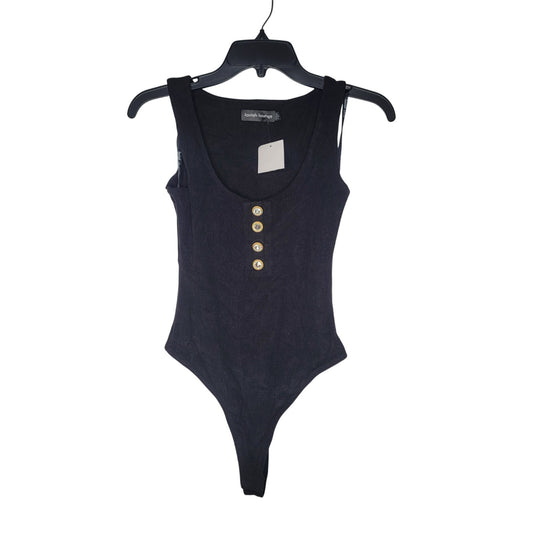 NEW lavish Alice lounge black bodysuit gold rhinestone buttons Sleeveless Size 2