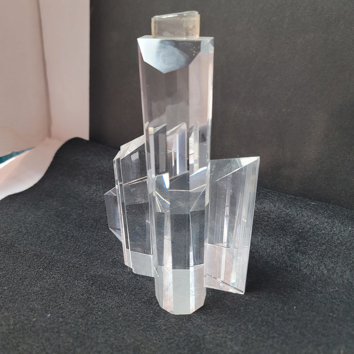 Architectural crystal glass sculpture VINTAGE MCM 80s City Skyline Ultra Modern