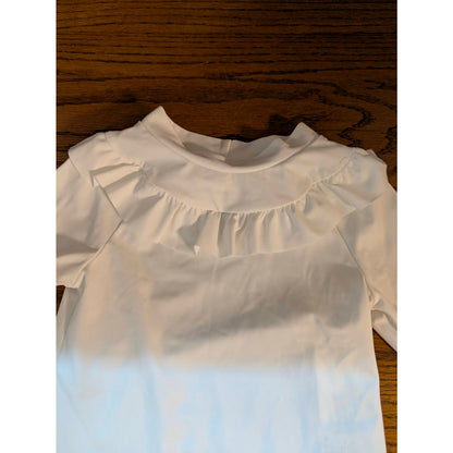 Janie and Jack Girls White Ruffle Collar Long Sleeve Top Size 3