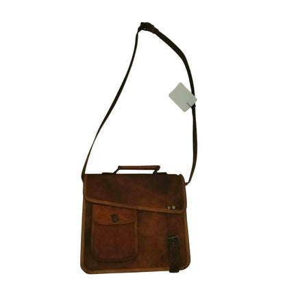 Handmade leather Purse bag crossbody camel front flap adjust top handle Satchel