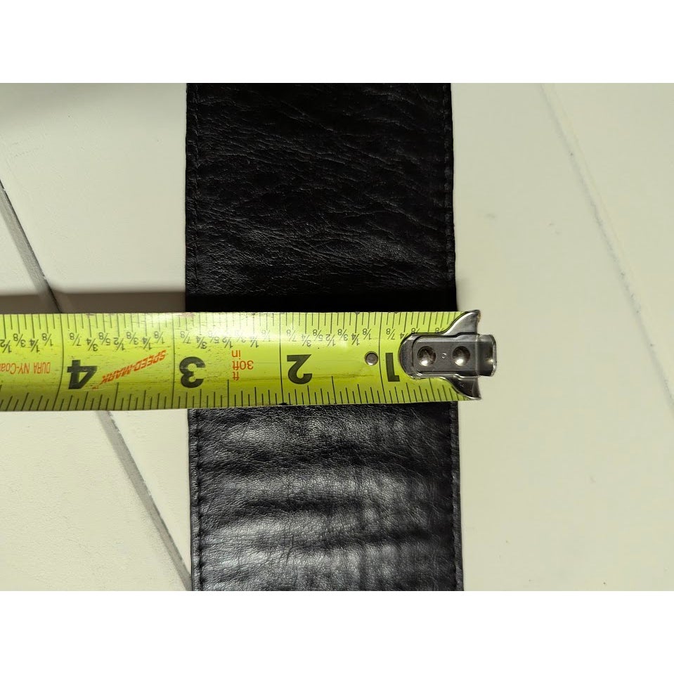 Vintage 3" soft leather black belt Cinch adjustable 1980s glam