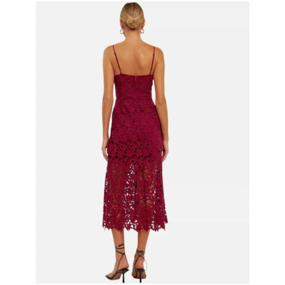 NEW ASTR Women's Sleeveless Lace A-Line Midi Dress Berry Red Size XXL ($98)