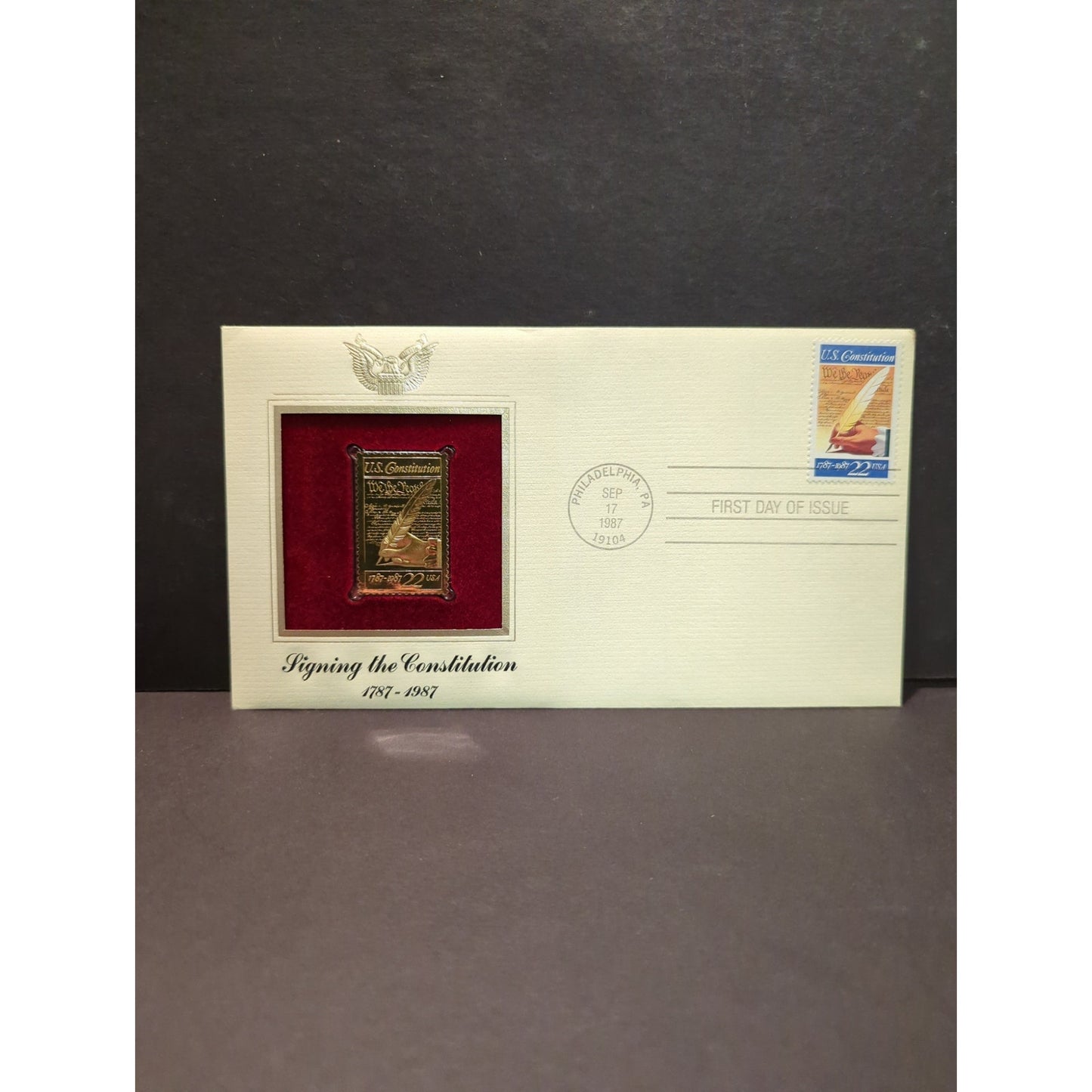 Golden Replicas of United States Stamps Collectible 22kt Gold 1988 CONSTITUTION