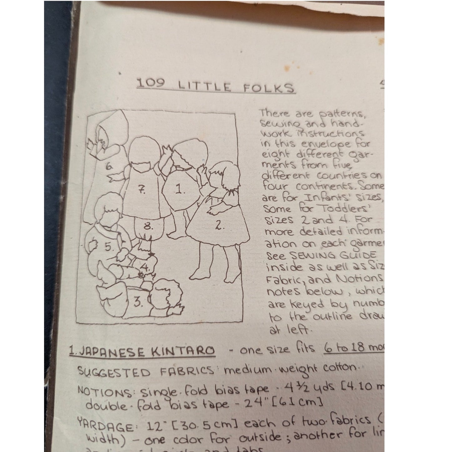 Vintage Folkwear 109 Little Folks International Collection Infants & Toddlers
