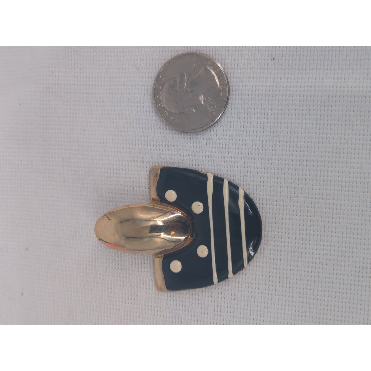 Vintage 1980s Gold-Tone & Black Enamel Geometric Dangle Clip-On Earrings