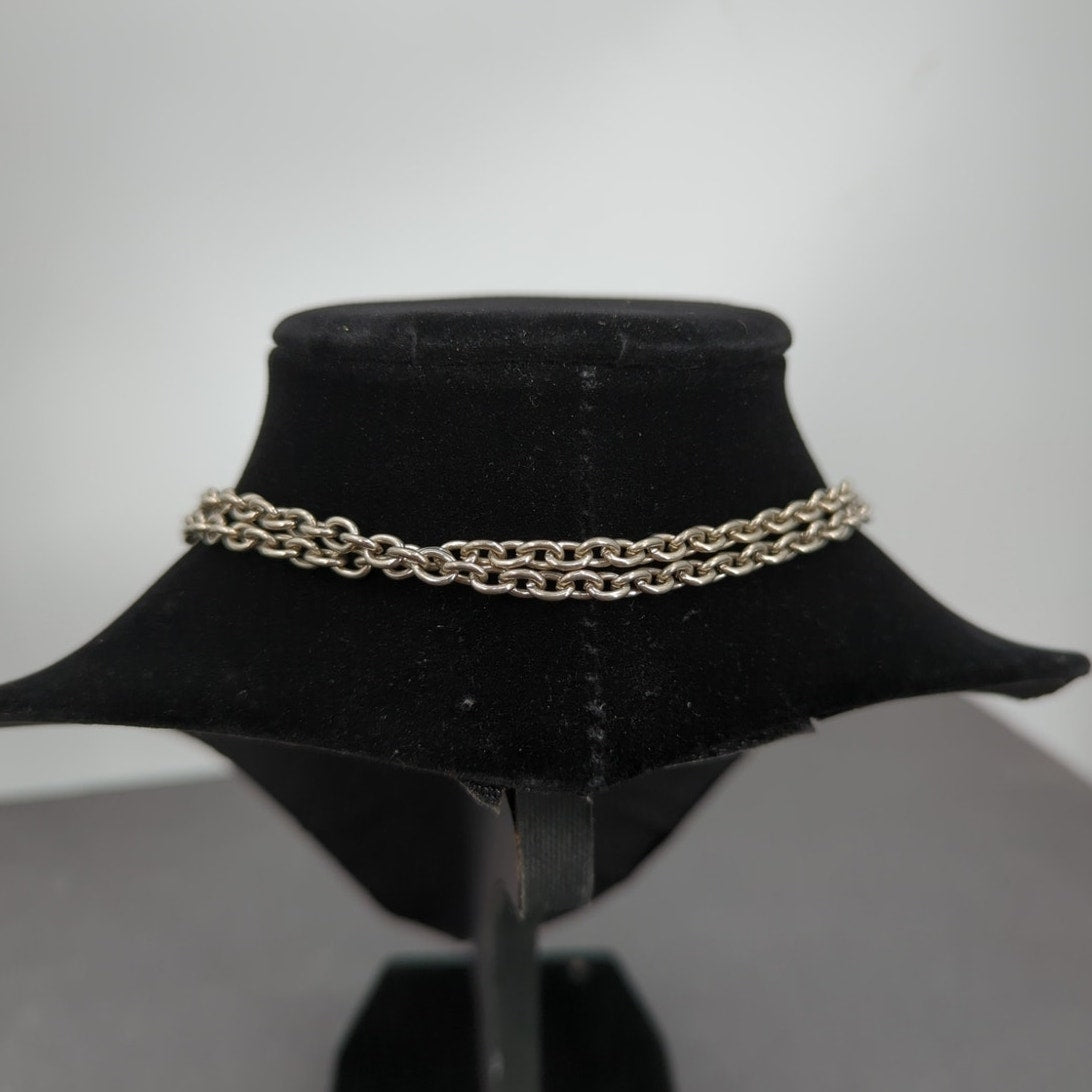 Vintage Fashion Necklace silvertone faux double pearl statement