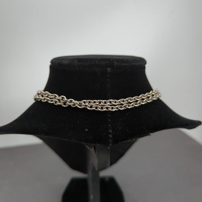 Vintage Fashion Necklace silvertone faux double pearl statement