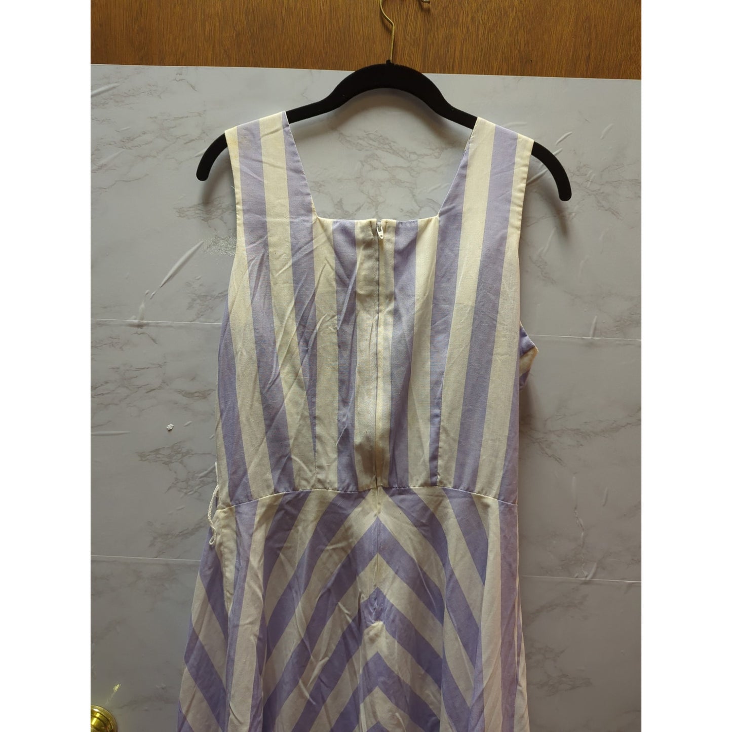 Altogether Vintage square Neck purple white striped dress sleeveless Medium