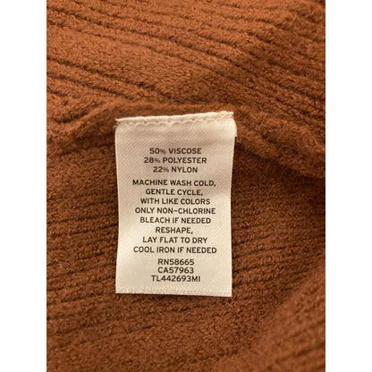 Leith Women's Wide Rib Sweater Large Brown Shell NWT V-Neck Surplice Faux Wrap
