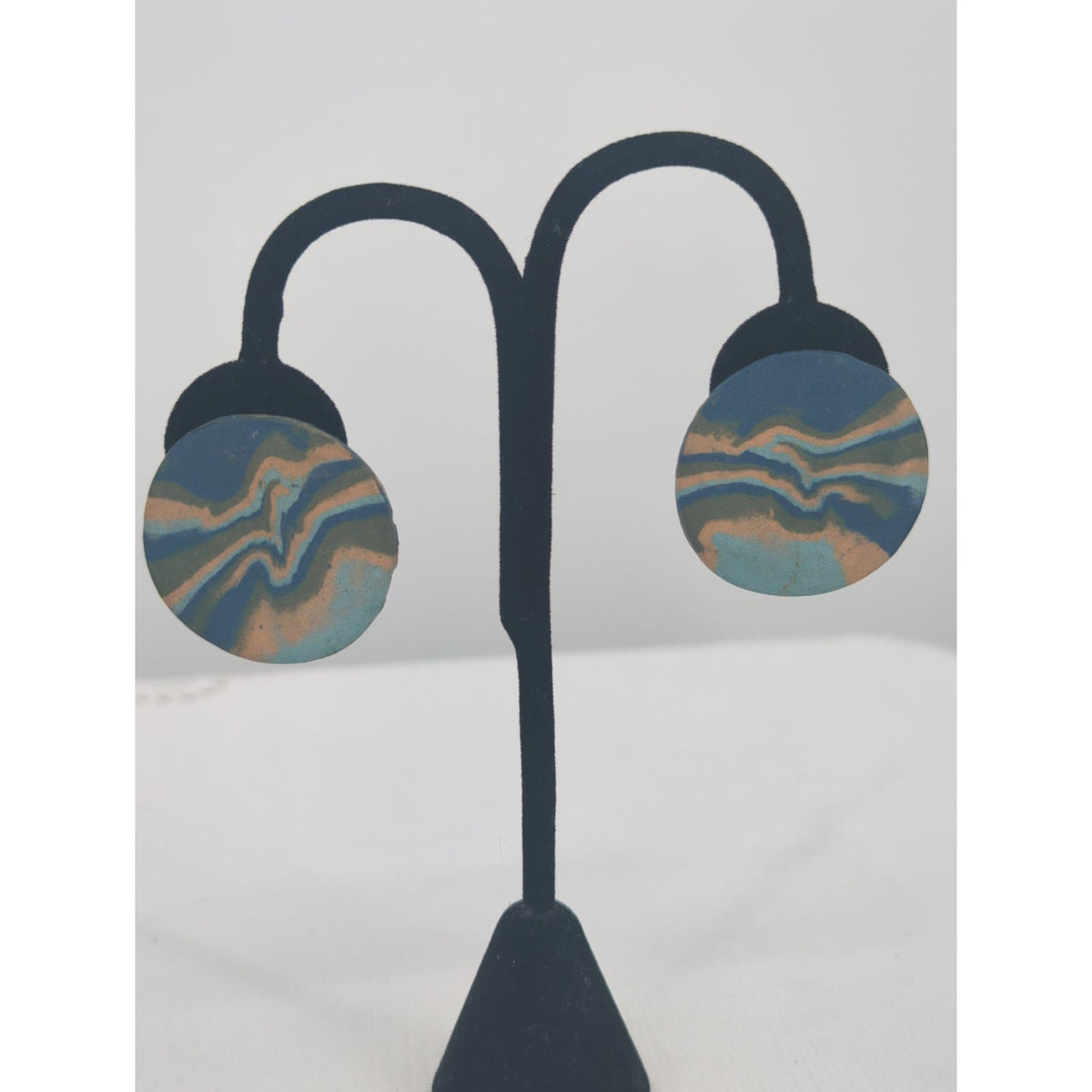 Vintage Mid-Century Modern Swirl Pattern Disc Post Earrings Retro Abstract Find