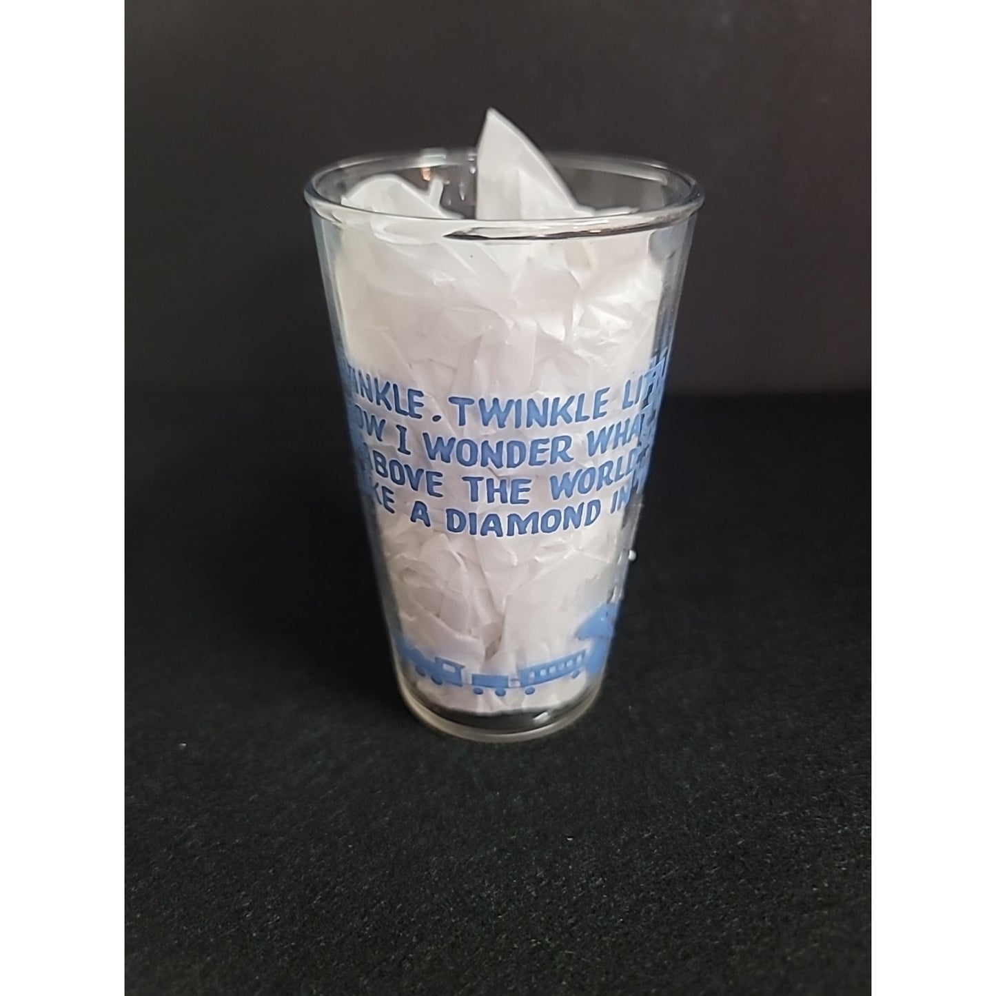 Children's Nursery Rhyme Hazel Atlas 1940s Glass Drinking Cup JELLY jar TWINKLE