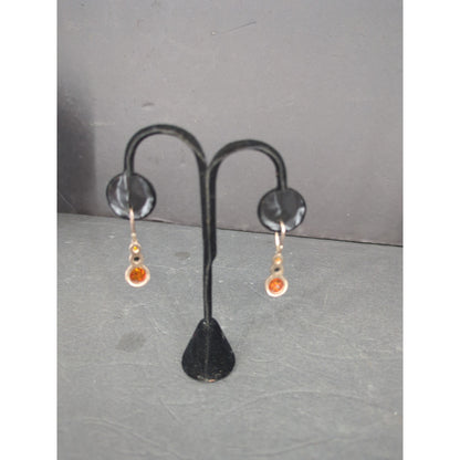 Vintage Boho Genuine Amber Silver Dangle Earrings & Pendant Set 925