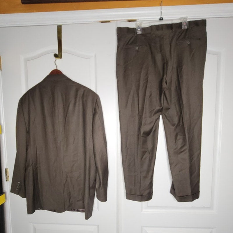 Vintage 80s Brooks Brothers 346 Stretch Pants W42 L31 Brown Cuffed Pant Pleated