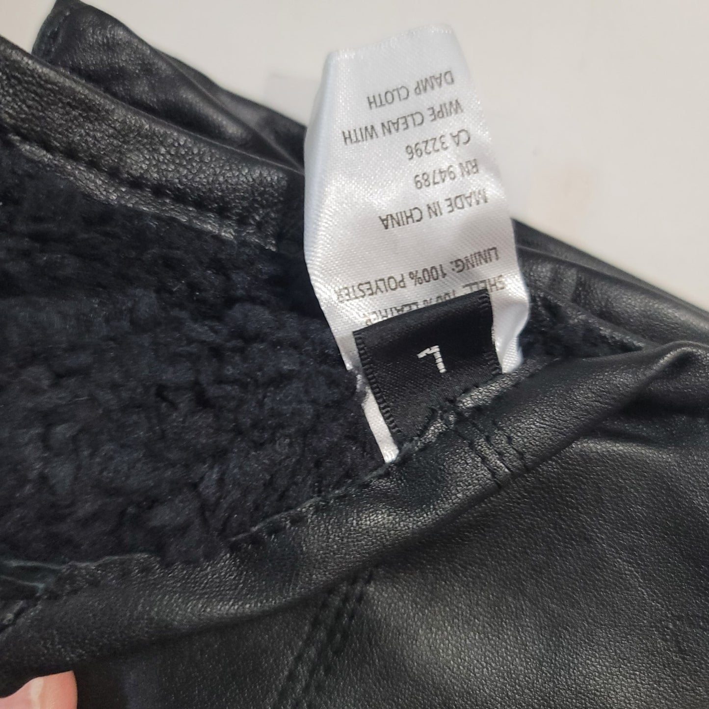 Nordstrom Black Leather Shearling GLOVES Side Slit LARGE Winter Driving NEW $88