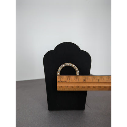 Vintage Fashion BROOCH PIN Faux Pearl Smoky Quartz Clear Rhinestone Goldtone