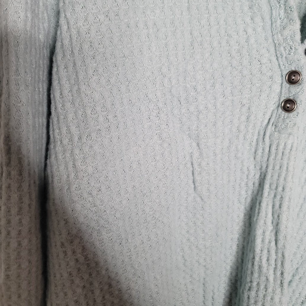 Caslon Size Medium Textured Knit Thermal Shirt Blouse Top NEW Blue Mineral