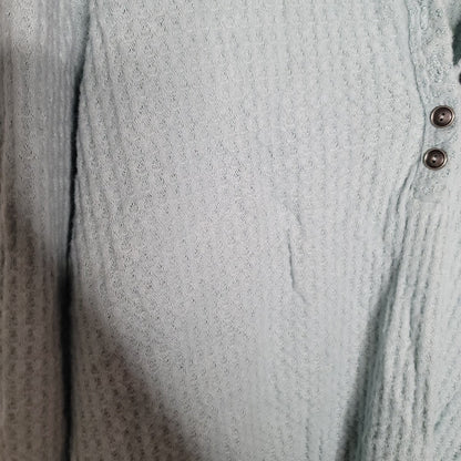 Caslon Size Medium Textured Knit Thermal Shirt Blouse Top NEW Blue Mineral
