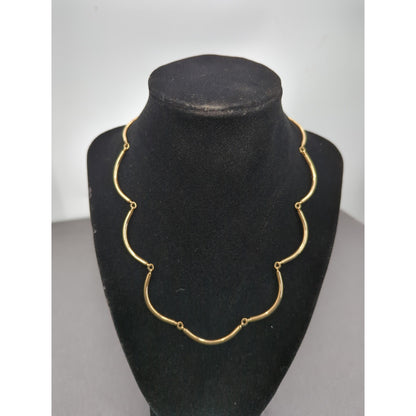 Vintage Fashion Necklace Sarah Coventry Gold-Tone Scalloped Wave Link