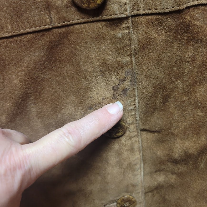 Spiegel Asset Leather Suede Brown Boho 8 Button Up Jacket Lined Pockets