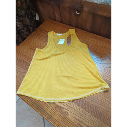 Socialite NWT Mustard Yellow Ribbed Racerback Tank Top Large Boho Festival Vibes