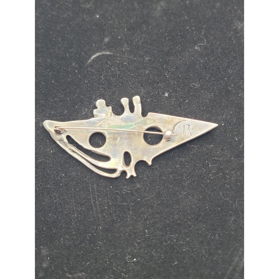 Vintage Europe MidCentury Modern Abstract Silver Brooch MCM Brutalist Studio Pin