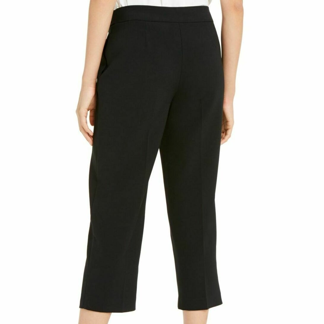Alfani Cropped Wide Leg Culottes Pants High Rise Black Belted Zippered Size 12