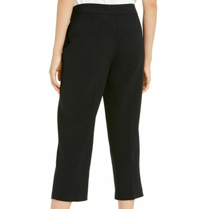 Alfani Cropped Wide Leg Culottes Pants High Rise Black Belted Zippered Size 12