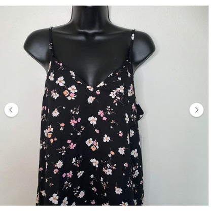 Abound Size XL womens blouse sleeveless casual summer NWT Black Floral tank top