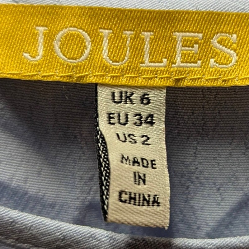 Joules Soraya Light Blue Bicycle Embroidered Three Quarter Sleeve Blouse Top 2