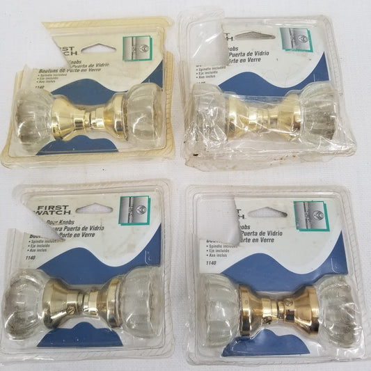 Lot of 4 First Watch Glass Door Knobs with Spindle Indoor Remodel Vintage Look
