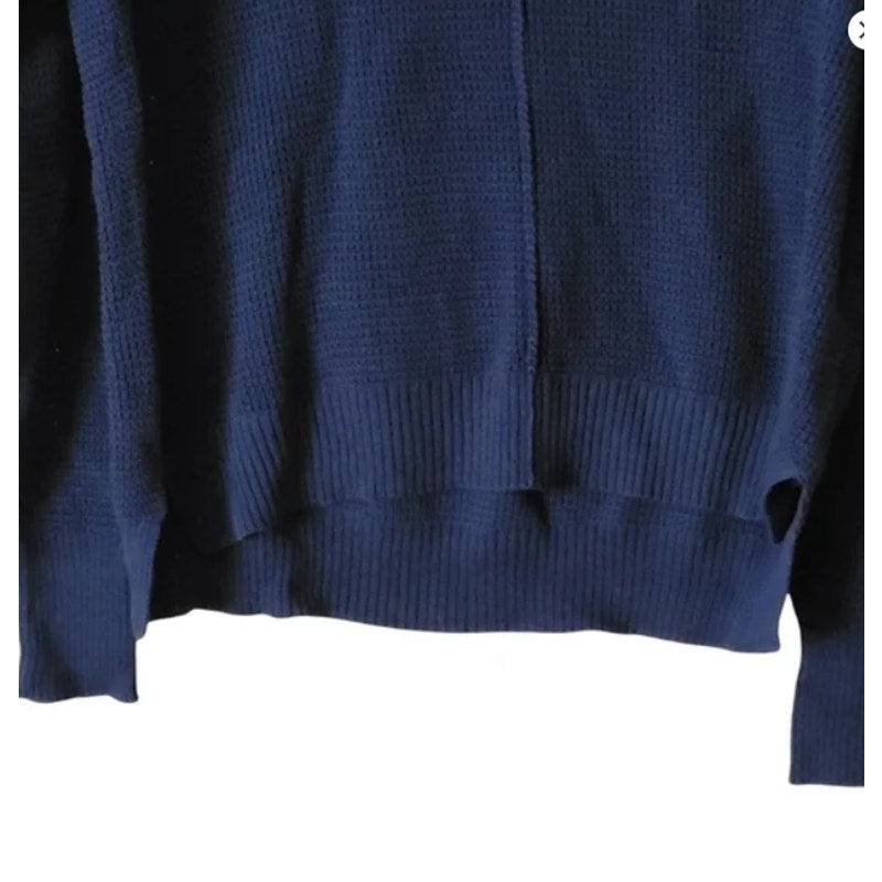 Sweet Romeo Navy Blue Knit Crewneck Sweater LARGE NWT Women Crew Long sleeve NEW