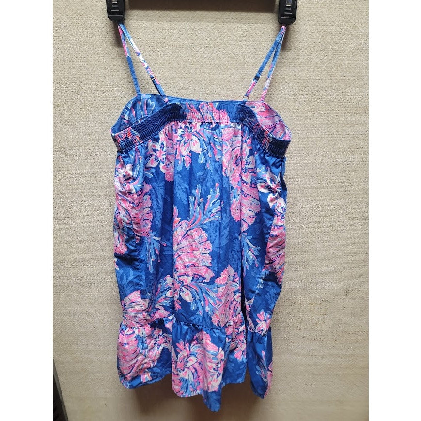 Lilly Pulitzer Girls Sleeveless Alessia Floral Dress Childs XL Blue Pink