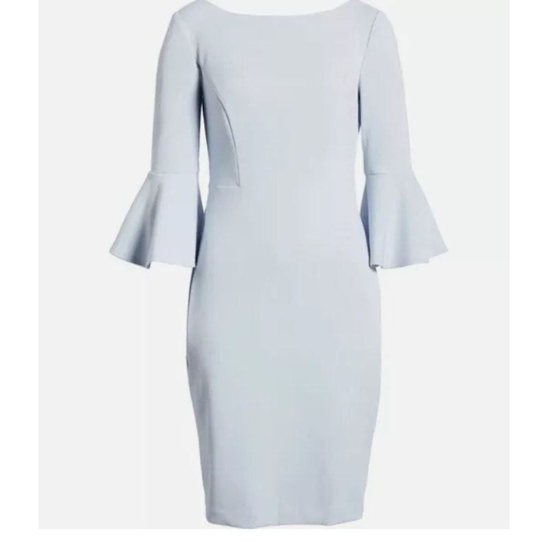 NWT Harper Rose Bell Sleeve Bateau Neck Sheath Dress in Sky Blue Size 8 $148.00
