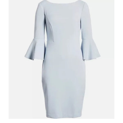 NWT Harper Rose Bell Sleeve Bateau Neck Sheath Dress in Sky Blue Size 8 $148.00