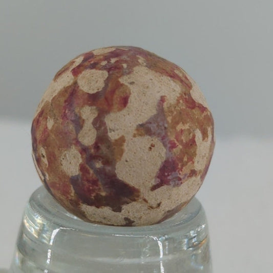 Antique German Handmade Bennington Clay Marble Glazed Red Brown Shooter 7/8" #AB