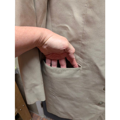 Custom Made Mandarin Collar Long Coat Tan Khaki Structured Minimalist Waistcoat