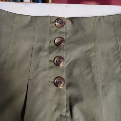 Antonio Melani Size 2 Green Wide Leg High Waist Button Front pants Safari Y2K