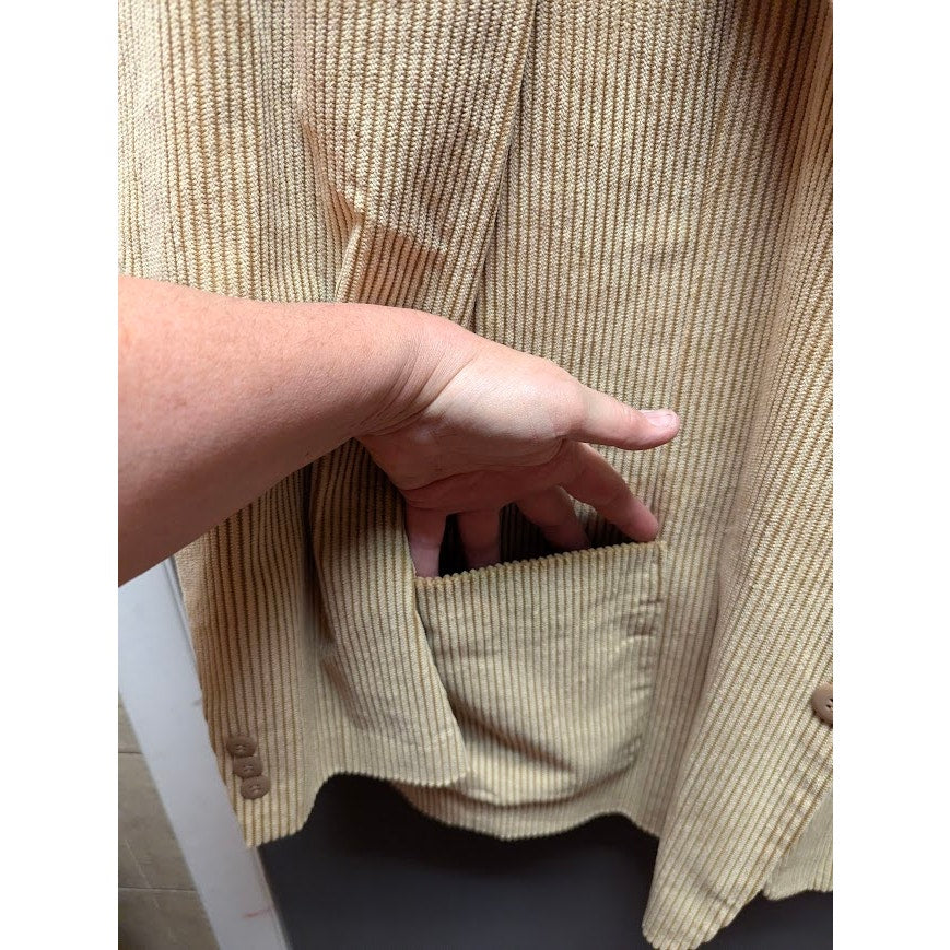 Scandia Woods Corduroy Blazer Size 46 Tan Notch Lapel Academia Professor