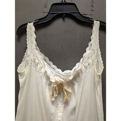 Edwardian antique White cotton lace cotton sleeveless dressing gown undergarment
