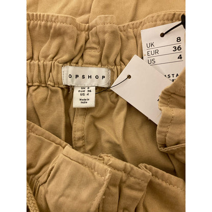 Topshop Women's Paperbag Waist Drawstring Cuffed Pants Size 4/US Khaki / Tan NWT