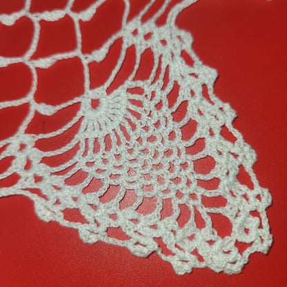 Vintage Italian Round Crochet Doily Pineapple Lace Motif White Shabby Chic
