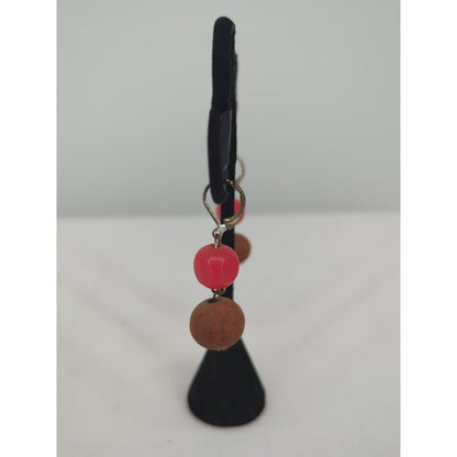 Vintage Red And Brown Beaded Leverback Dangle Earrings Boho