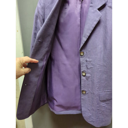 Liz Claiborne Petite 6 Purple Linen Longline Blazer Coat Light Academia Minimal
