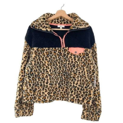 BP. Nordstrom Color Block Pullover Jacket Leopard Pink Black ExtraSmall NEW XS